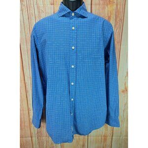 Polo Ralph Lauren Mens Blue Plaid  Cotton Long Sleeve Button-Down Shirt Medium